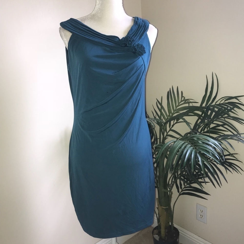 En Focus Sleeveless Stretch Dress 10 Teal Blue*